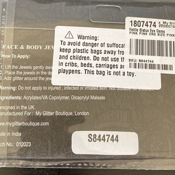 Dolls Kill Escape Captivity & Hottie Status Pink Glitter Eye Gem Bundle Two Pack - Picture 5 of 5